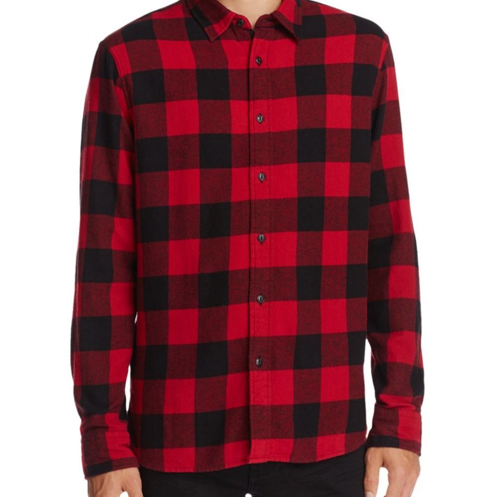 Jachs Ny Flannel Button-Down Slim Fit Red Shirt